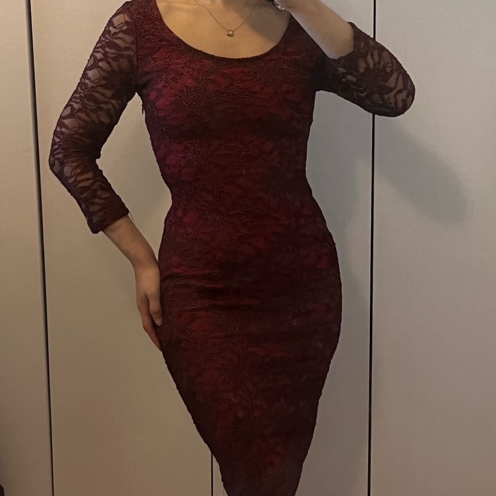 Red Lace Form Fitting Dress